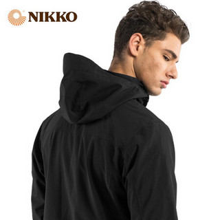 日高（NIKKO）户外三合一冲锋衣 男女款抓绒两件套防风防泼水外套保暖加厚登山滑雪服透气 黑色（男款） XL