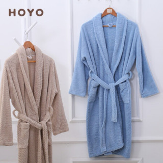 Hoyo日本进口品牌浴袍成人浴巾纯棉吸水情侣睡袍加厚加大全棉毛巾料浴衣男女通用米格卡其色 报价价格评测怎么样 什么值得买