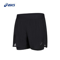 ASICS/亚瑟士 2020春夏反光夜视凉爽男式2-N-1 5英寸跑步短裤 2011A853 黑色 XL