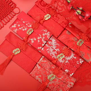 唐绣（TONSILK）创意刺绣丝绸万元布艺红包袋新年春节结婚庆用品利是封锦缎T04-5金凤尾