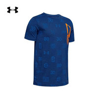 安德玛官方UA 库里SC30男童印花运动短袖T恤Under Armour1353536 蓝色449 童L