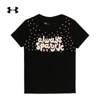 安德玛官方UA 女小童运动短袖T恤Under Armour1358320 黑色001 4