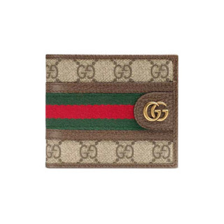 GUCCI 古驰 OPHIDIA系列 男士短款钱包 597606 96IWT 8745 米色/乌木色