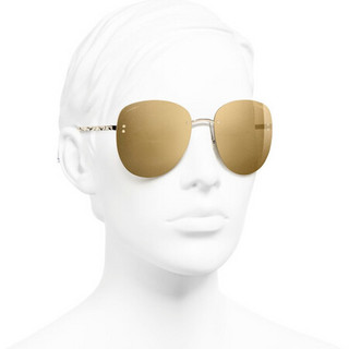 CHANEL香奈儿女太阳眼镜无边框18K镀金镜片飞行员镜面款