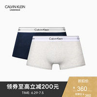 CK UNDERWEAR 2020春夏款 男装2条装平角内裤 NB1086 BHY-藏蓝色/灰色 S