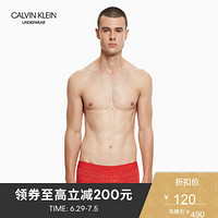 CK UNDERWEAR经典款 男士Logo腰边时尚印花平角内裤 NB1610 9YX-红色字母 S