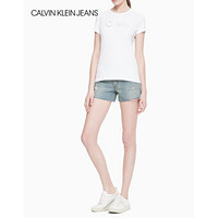 CK JEANS 经典款女士Logo印花弹力短袖T恤 4BOKSW9 112-白色 M