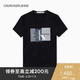 CK JEANS 2020春夏款 男装Logo短袖T恤J314479 BAE-黑色 S