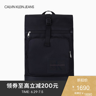 CK JEANS 2020春夏款 男女同款Logo简约休闲双肩背提包 HH2185K9900 001-黑色