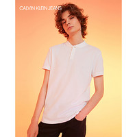 CK JEANS   春夏  男士纯棉棒球领短袖Polo衫T恤 J312252 112-白色 XL