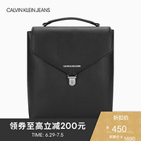 CK JEANS   春夏  女士Logo翻盖休闲时尚双肩包 DH1889Q1400 001-黑色 ST