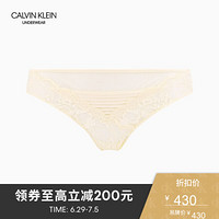 CK UNDERWEAR 2020春夏款 女装Logo纯色花纹三角内裤 QF5903AD 101-米白色 M