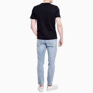 CK JEANS 2020春夏款 男装纯棉Logo圆领短袖T恤 J314510 CHW-蓝色 XXL