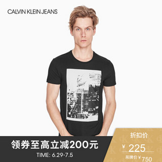 CK JEANS   春夏  男士纯棉时尚印花潮流短袖T恤 J312706 099-黑色 S