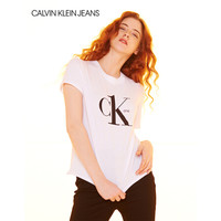 CK JEANS 2020春夏款女装 纯棉圆领短袖T恤J214403 YAF-白色 M