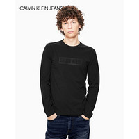 CK JEANS  男士Logo时尚圆领长袖T恤 J313410 099-黑色 L