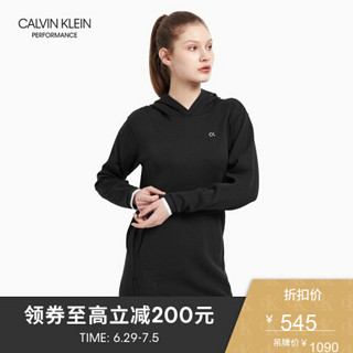 CK PERFORMANCE 2020春夏款 女装Logo连帽针织连衣裙 4WS0T943 007-黑色 S