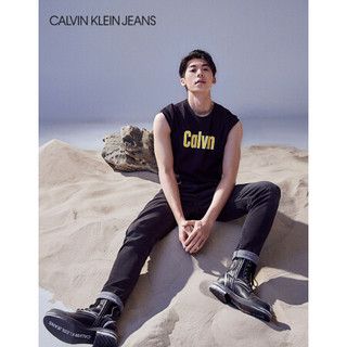 CK JEANS 2020春夏款男装 纯棉圆领短袖T恤J315046 BAE-黑色 S