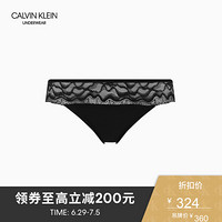 CK UNDERWEAR   女士时尚性感蕾丝三角内裤 QF5335AD 001-黑色 XS