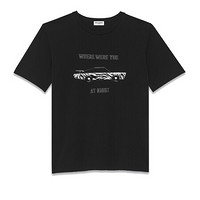 YSL/圣罗兰女装BOYFRIEND汽车图案罗纹圆领休闲短袖T恤 黑色 XS