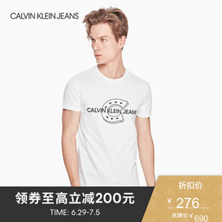 CK JEANS   春夏 男装 经典潮流印花纯棉短袖T恤 J312210 112-白色 L