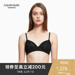 CK UNDERWEAR经典款 女士蕾丝无钢圈3/4杯薄款文胸 QF4797AD 001-黑色 360B