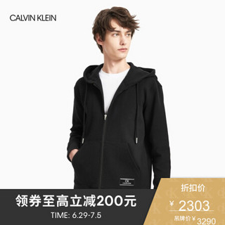 CK CALVIN KLEIN 2020春夏新款男装 针织休闲连帽卫衣 M90279107C 010-黑色 L