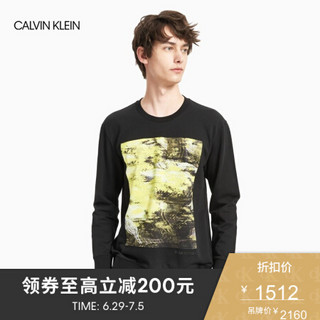 CK CALVIN KLEIN 2020春夏新款男装 宽松纯棉休闲卫衣 M90227228C 010-黑色印花 S