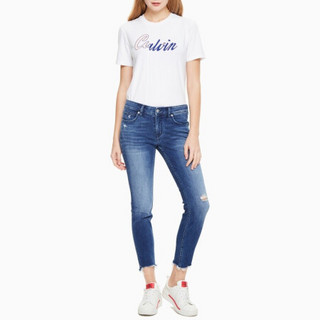 CK JEANS 2020春夏款女装破损脚口中腰牛仔裤 CKJ011 J213387 1AA-蓝色 29