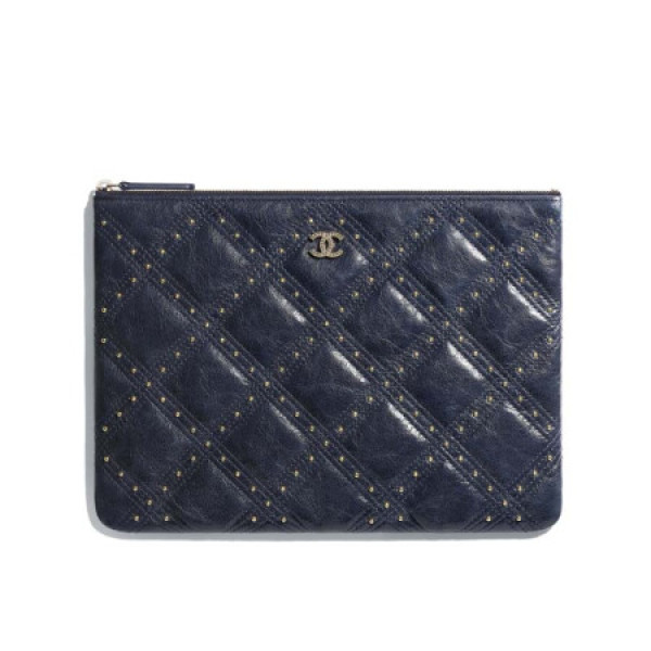 商品chanel 香奈儿女包手拿包金色金属标志铆钉羊皮革拉链