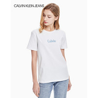 CK JEANS 2020春夏款 女装Logo圆领短袖T恤 J213847 YAF-白色 L