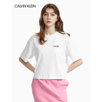 CALVIN KLEIN/CK 2020春夏款女装 纯棉针织短袖T恤W76252192C 100-白色 S
