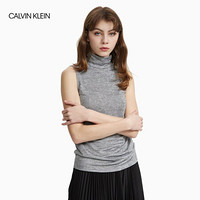 CK CALVIN KLEIN 2020春夏新款女装 无袖银丝打底高领衫 W76154130T SIL-灰色 S