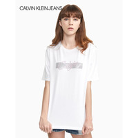 CK JEANS 2020春夏款女装 圆领短袖纯棉T恤J214834 YAF-白色 L