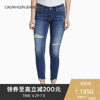 CK JEANS 2020春夏款 女装中低腰合体紧身牛仔裤 J213970 1A4-蓝色 26