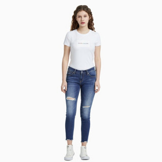 CK JEANS 2020春夏款 女装中低腰合体紧身牛仔裤 J213970 1A4-蓝色 26