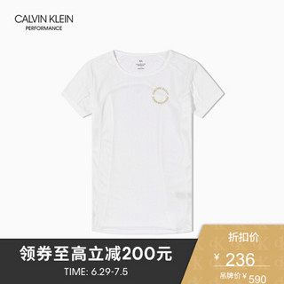 CK PERFORMANCE   女士Logo运动休闲圆领短袖T恤 4WF9K191 100-白色 L