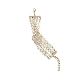 CHANEL香奈儿女饰品手链玻璃琉璃珍珠镶嵌金属材质宽款