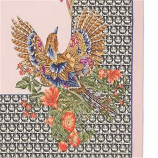 Ferragamo菲拉格慕女士围巾粉色天堂鸟Gancini图案设计317966 721826