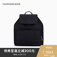 CK JEANS 2020春夏款 女包Logo翻盖时尚双肩包 DH2266K9900 001-黑色 ST