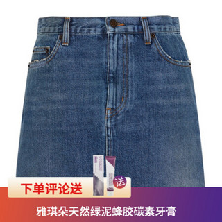 YSL圣罗兰女士时尚中号德克萨斯州蓝色牛仔裙562893Y974U4502 26