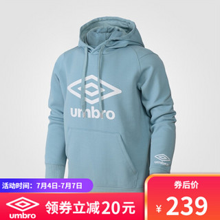 UMBRO茵宝 2020年春新款男子大logo百搭连帽运动卫衣男休闲套头衫 UI999AP2421-822土蓝色 XL