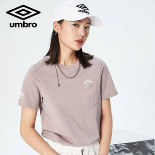 UMBRO茵宝 2020年春季新款女子简约时尚纯色百搭休闲运动短袖T恤 UO202AP2520-425浅紫粉 L