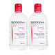 BIODERMA 贝德玛 卸妆水舒妍洁肤液套装500ml*2（ 粉水敏感肌 眼唇脸三合一 新老包装随机发货）