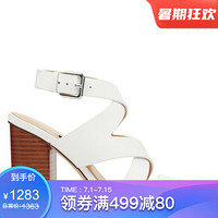 玖熙(Nine West)女鞋粗跟交叉带凉鞋669753 White Leather 8M