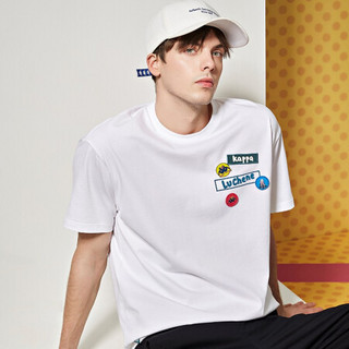 Kappa卡帕艺术家联名男运动短袖魔术贴T恤夏季圆领半袖2020新款|K0A12TD58D 漂白-001 XL