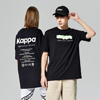 Kappa卡帕情侣男女运动短袖休闲圆领T恤夏季针织半袖图案衫2020款|K0AX2TD01D 黑色-990 L