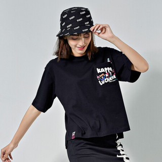 Kappa卡帕艺术家联名女运动短袖休闲圆领印花T恤夏季半袖2020新款|K0A22TD59D 黑色-990 S