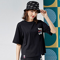 Kappa卡帕艺术家联名女运动短袖休闲圆领印花T恤夏季半袖2020新款|K0A22TD59D 黑色-990 S