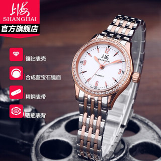 上海牌 SHANGHAI牌 手表手动机械镶钻女表时尚潮流全钢防水经典品质腕表668 正品全国免邮 银盘钢带款